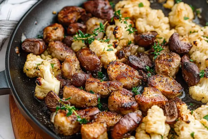 Garlic Mushrooms Cauliflower Skillet