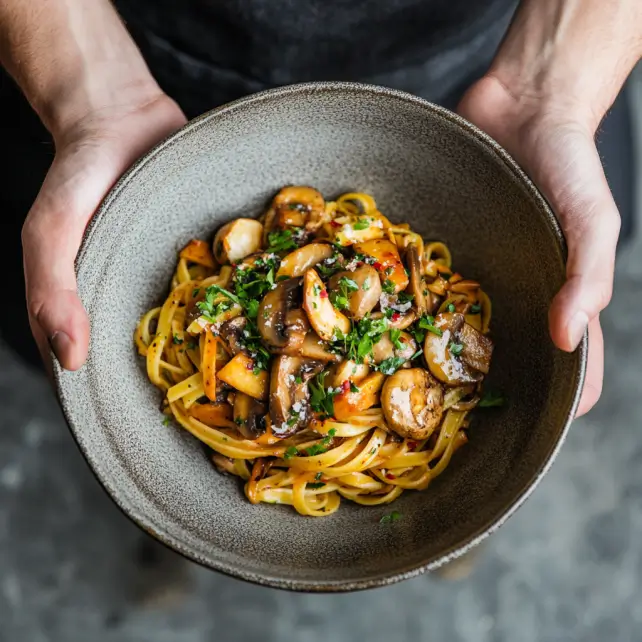 Vegan Linguine with Mushrooms