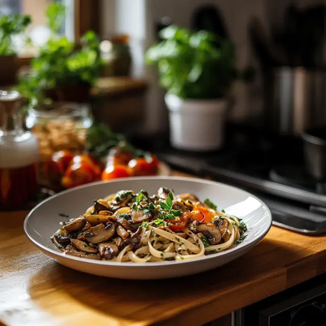 Vegan Linguine with Mushrooms